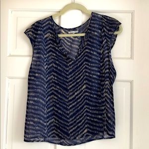 Sheer blue cap sleeve top